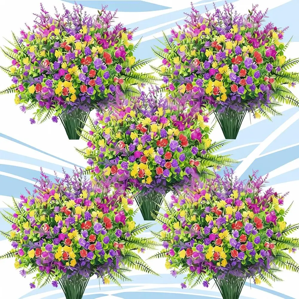 

UV-Resistant Artificial Flowers for Spring Patio, Porch, and Window Box Decorations (Colorful)
