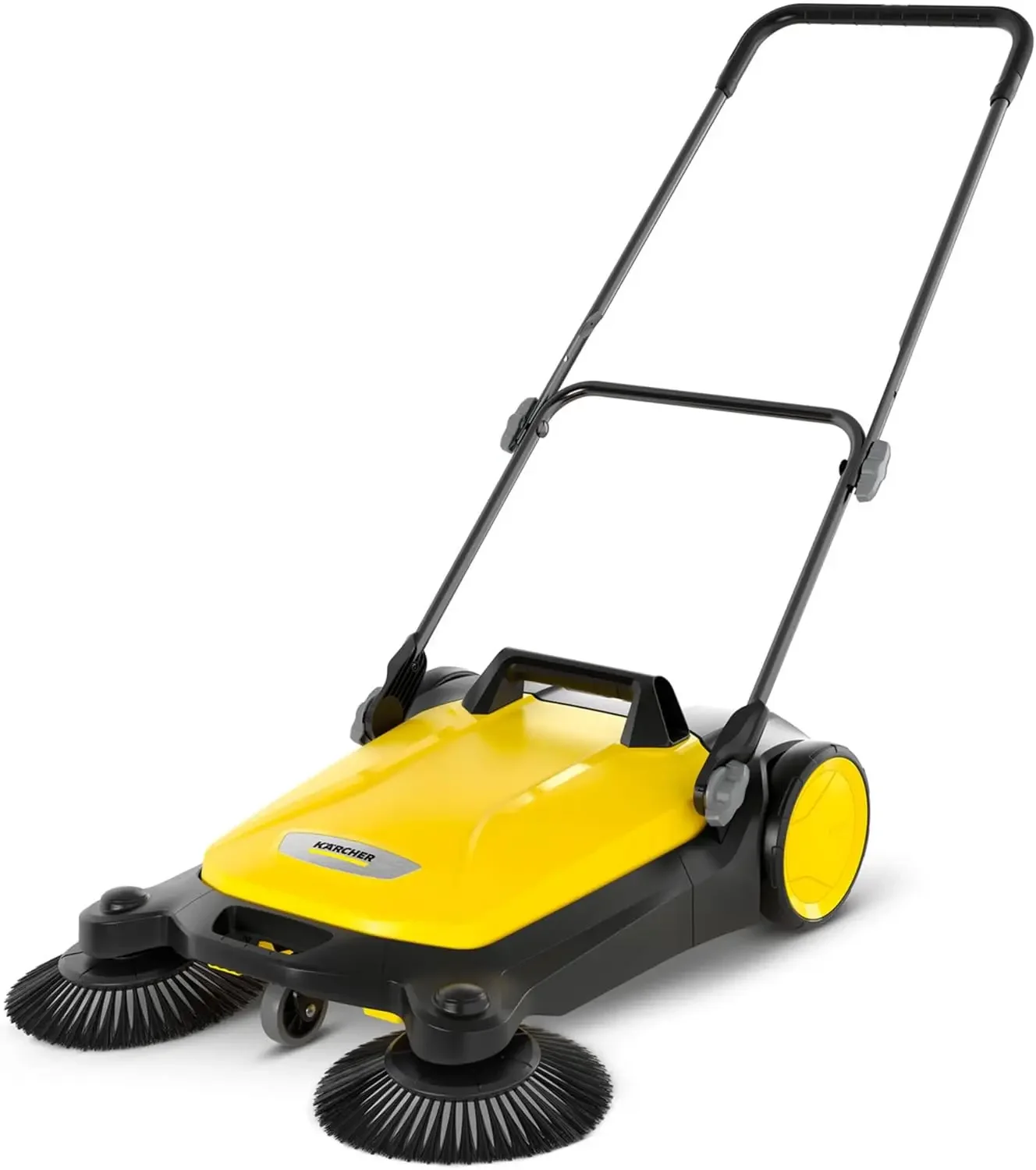 4 Twin Walk-Behind Outdoor Hand Push Sweeper - 5.25 Gallon Capacity - 26.8