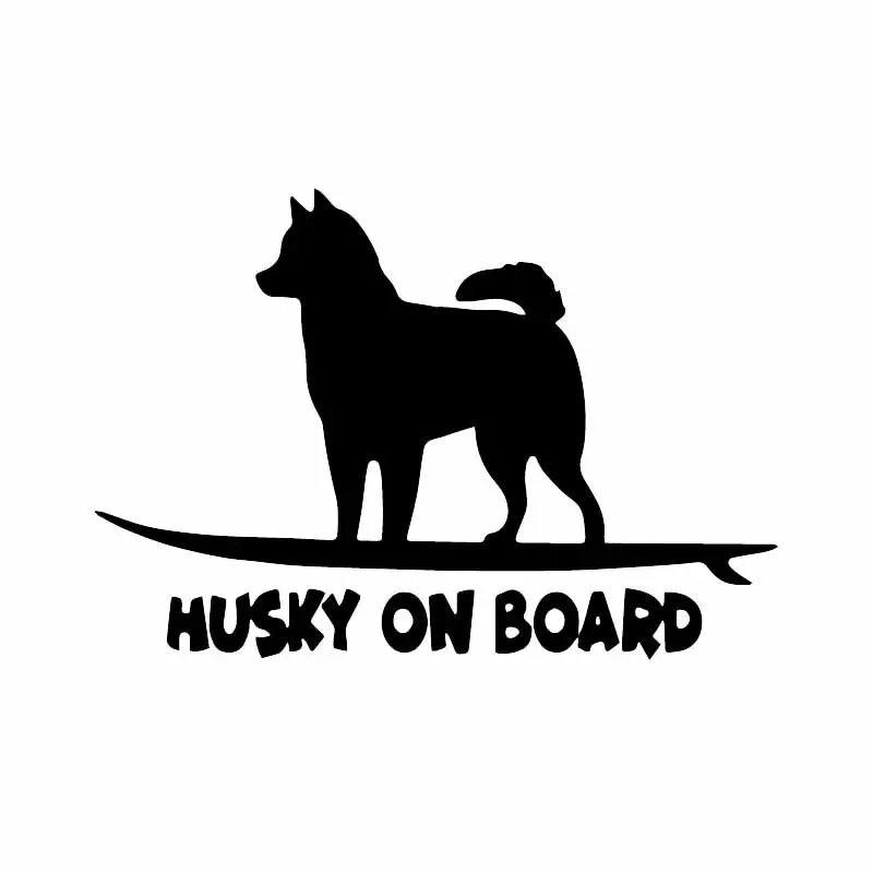 OFK  Funny Decal PVC Husky On Board Dog Car Sticker For Car Window Decor Black/Silver.