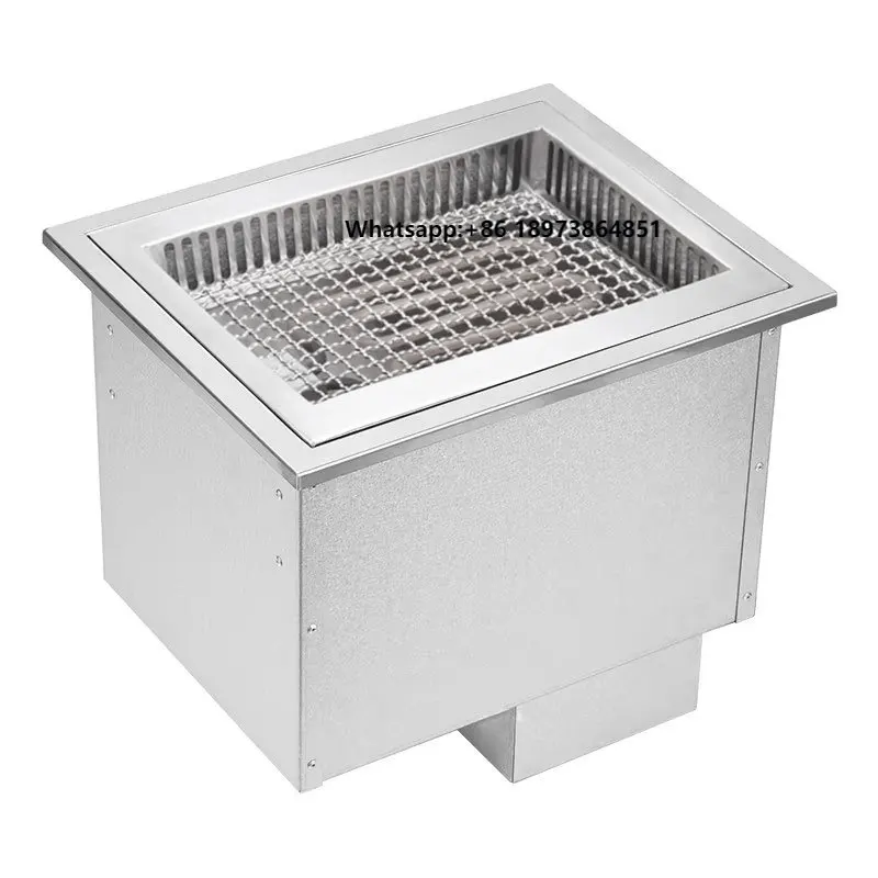 

2000W Commercial Electric BBQ Grill Mini Rectangle Embedded Design with Down Exhaust, Korean Charcoal Grill Style