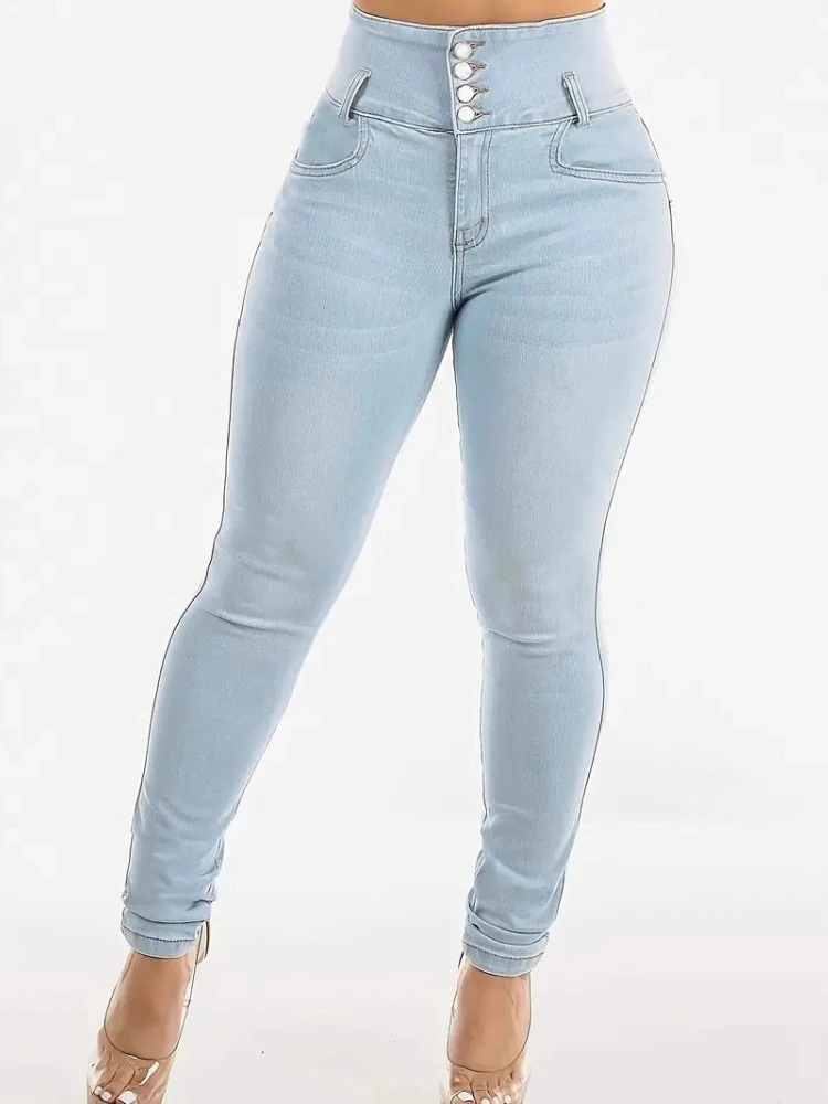 هوتشو الأزرق الدانتيل يصل مثير المرأة نحيل الجينز Y2k Harajuku غسلها عالية الخصر النمط الأمريكي سراويل جينز ضئيلة عادية كل مباراة