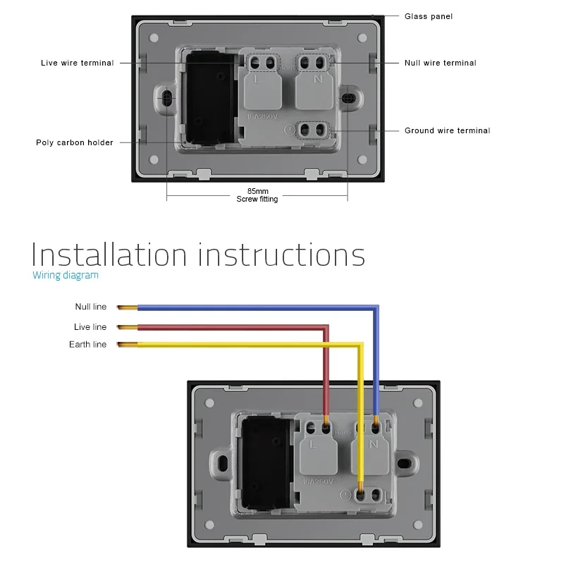 Imagem -06 - Livolo-ue Tomada com Painel de Vidro Cristal Tomada de Parede Branco Preto ac 110250v 16a Vl-c9c1eu11 12