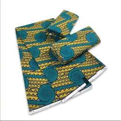 Tissu africain de haute qualité en coton imprimé, véritable cire Ankara 6 Yards, Textile pour robe de soirée 05W4