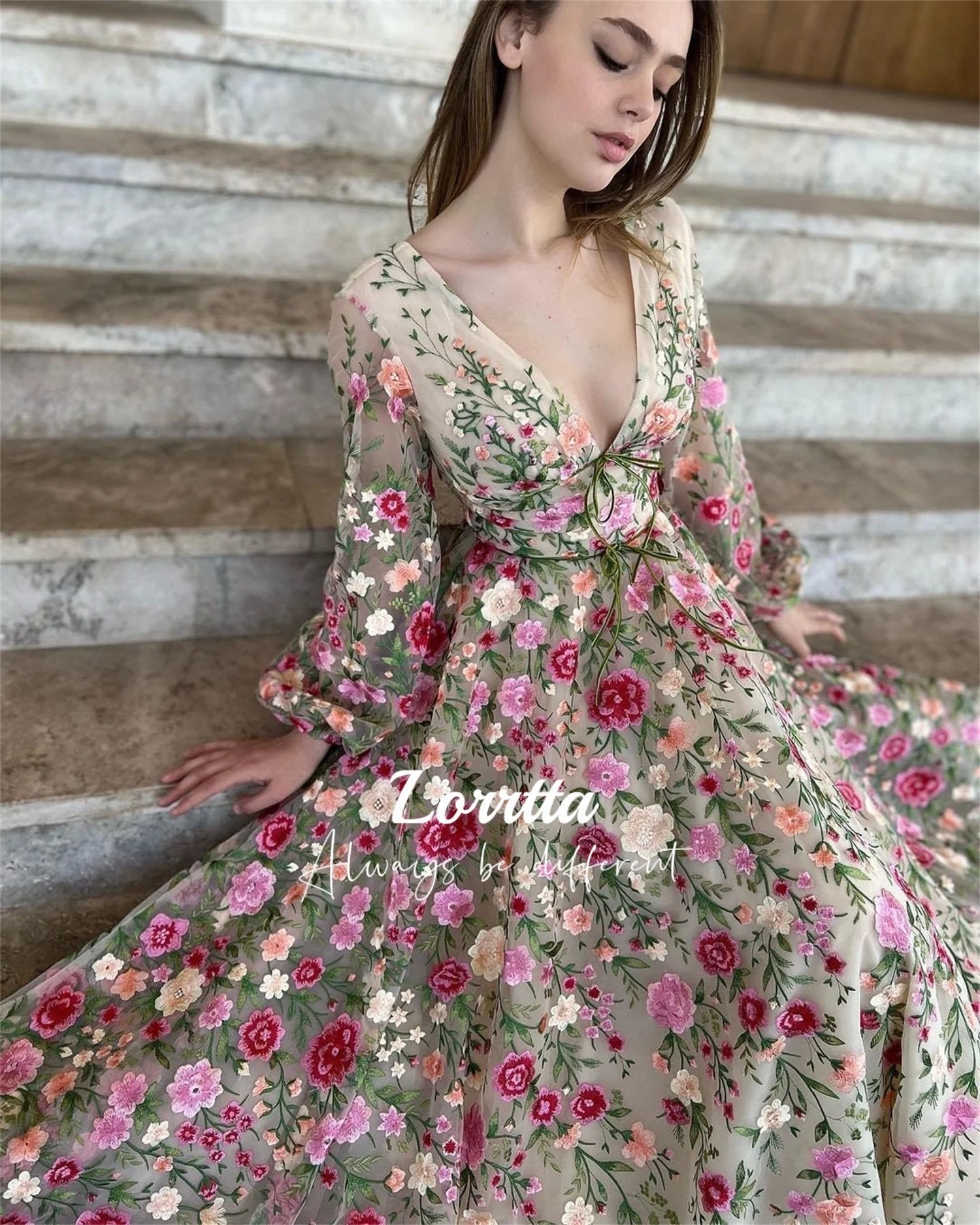 Wedding Party Evening Dress Line A Ball Gown Flower Embroidery Robe Soiree De Luxe Customized Dresses Gala Prom Elegant Women