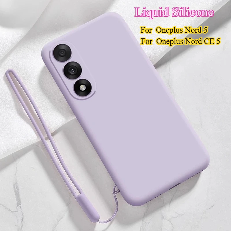 Liquid Silicone Phone Case for Oneplus nord 5 Matte Shell for One Plus Nord CE5 Shockproof Bumper Strap Armor Back Cover
