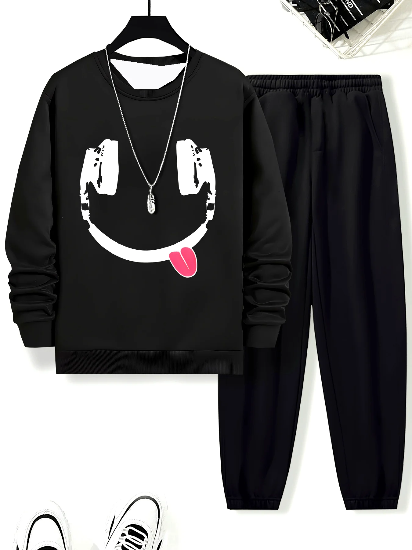 

25 осенне-зимних мужских спортивных наушников Y2K с 3D принтом в стиле хип-хоп, модные подходят для мужчин, уличный повседневный универсальный комплект из 2 предметов