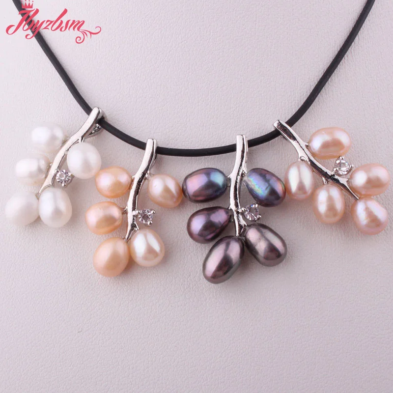 6x8mm Black White Pink  Freshwater Pearl Necklace Charm Exquisite Pendant 28mm Jewelry for Women Wedding Party Anniversary