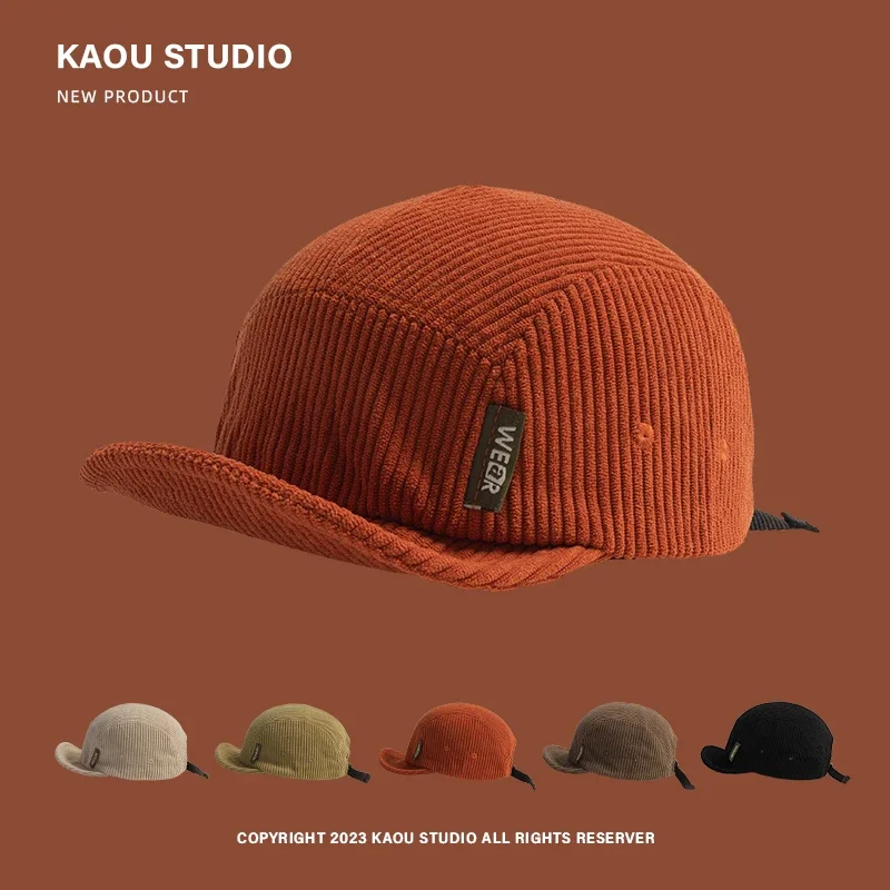 

Винтажная вельветовая бейсболка с короткими полями, мужская японская уличная мода, модная брендовая фуражка с мягкими полями, детская кепка