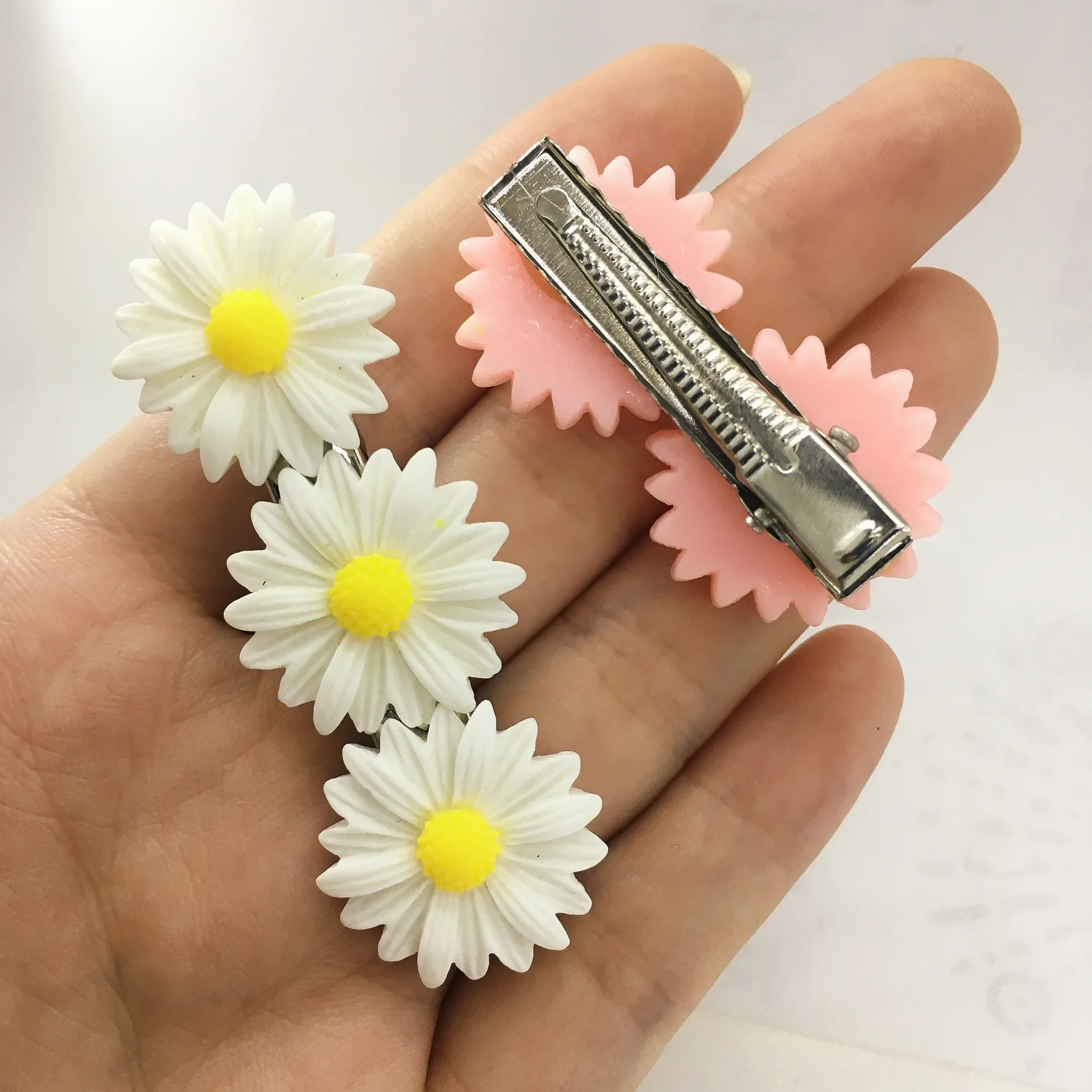 5 Pcs/Set Fresh Daisy Flower Hairpin Korean Chamomile Hair Accessories Wholesale Temperament Elastic Hair Rope Female Jewelry