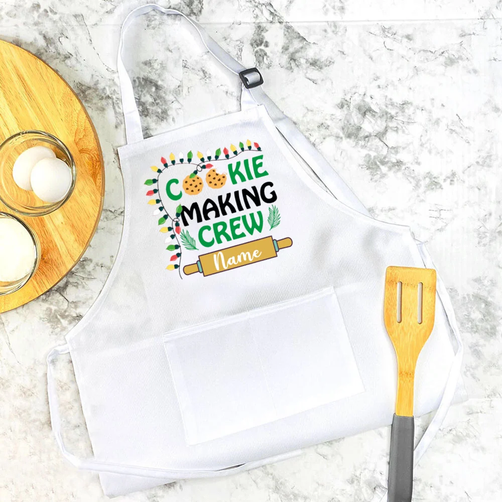 Personalized Child Apron Custom Name The Cooking Crew Baking Apron with Name Christmas Baking Aprons Xmas Gift