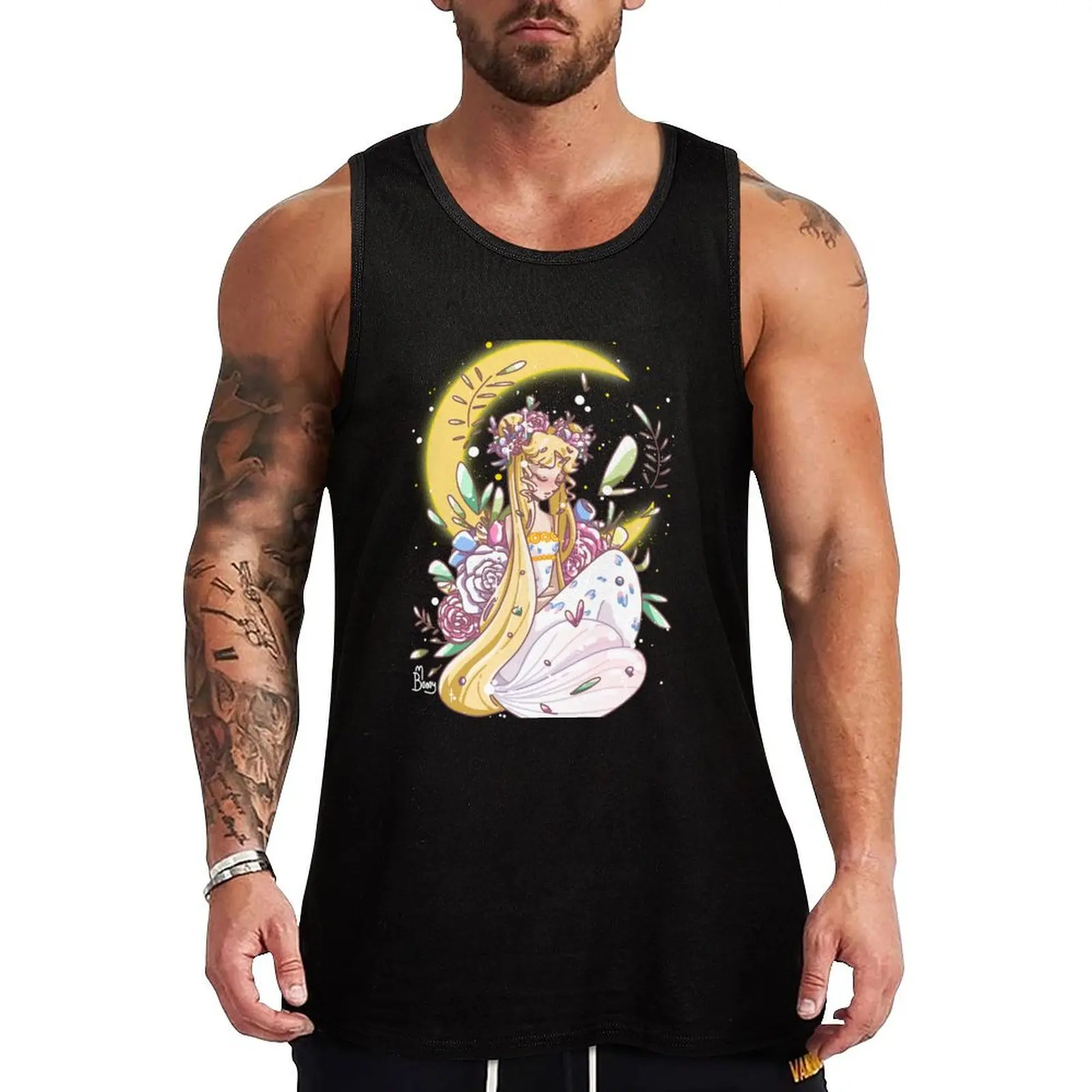 

Mermaid Serenity Flower Crown Tank Top Loose Fit Casual Tank Top Breathable Daily Shirt