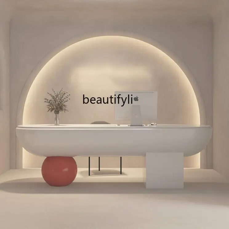 Company paint, reception desk beauty salon, consultation checkout page fashion welcome desk customization