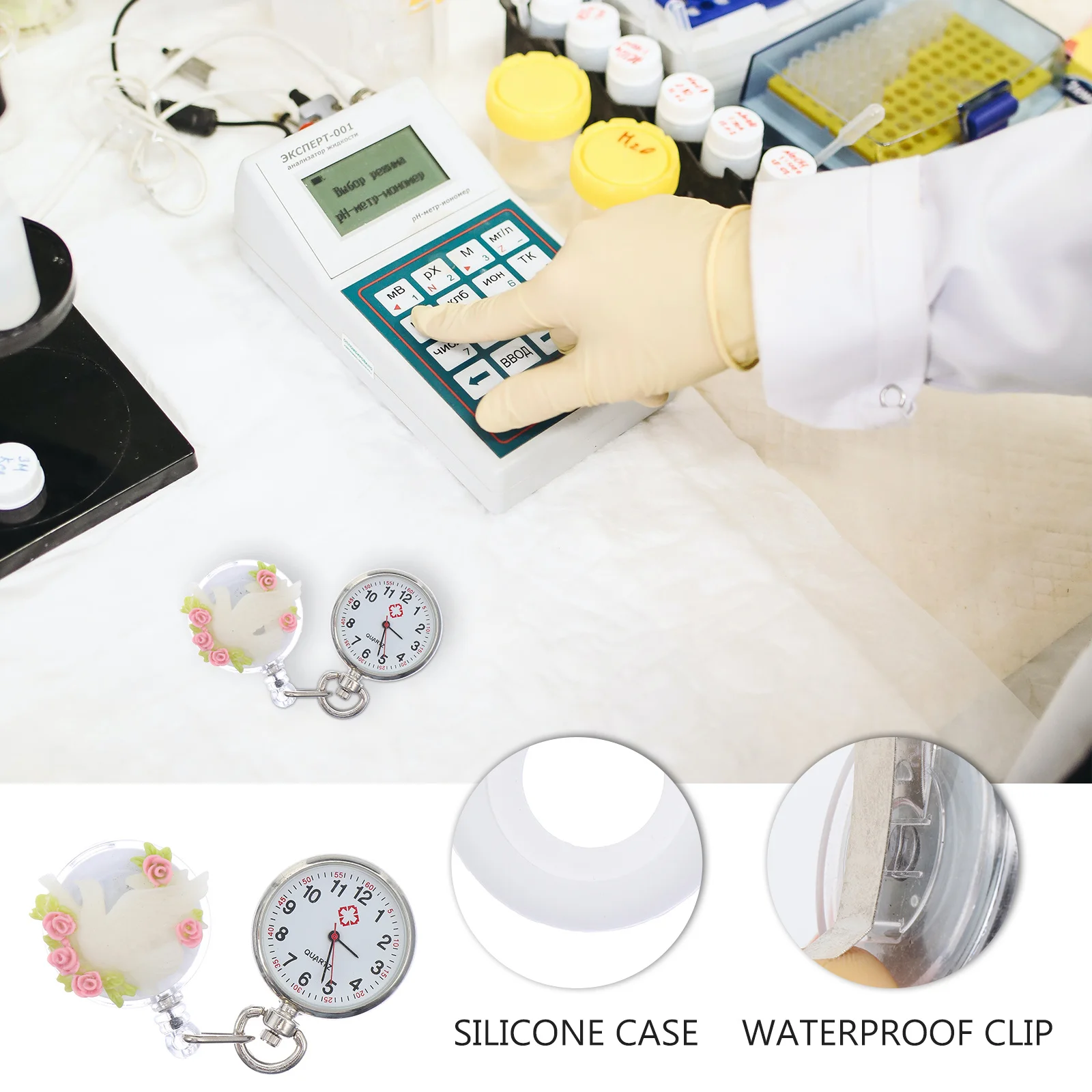 Floral Decorative Pocket Large Face Nurse Fob Watch Operated Clip-On Nursing Student Doctor Gift Hanging Nurse