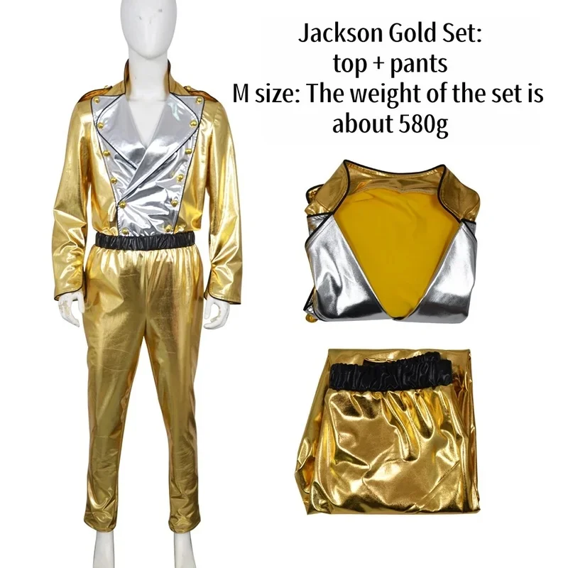 Costume de danse pour jeu de rôle, robe de Michael Jackson, veste dorée historique, pantalon, costumes, tenue de cosplay.