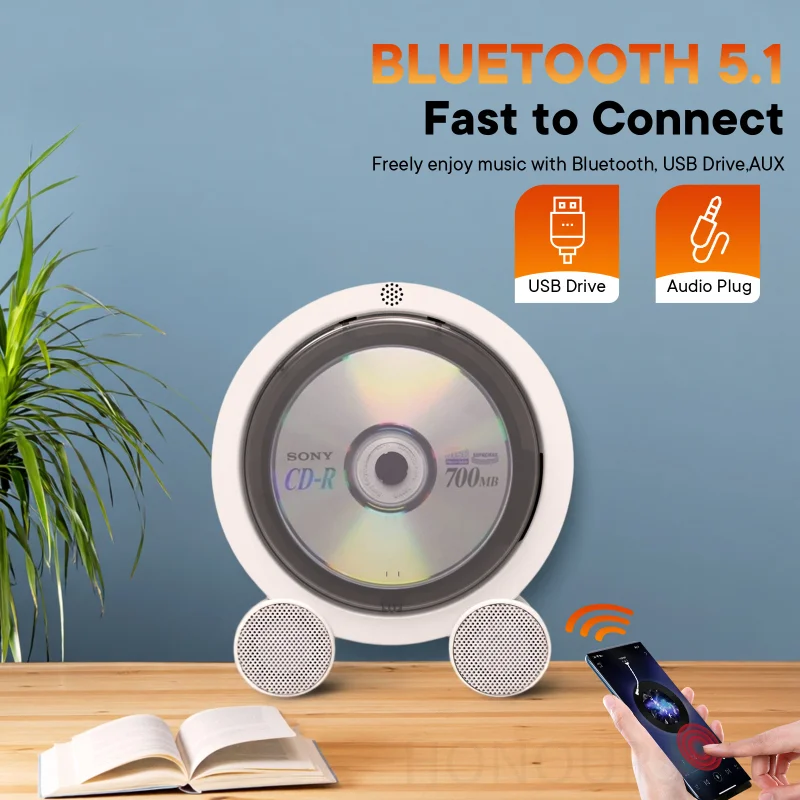 

Запись CD-плеер Портативные Bluetooth-динамики Настольный проигрыватель компакт-дисков с дистанционным управлением Альбом-плеер для дома Двойные динамики FM-радио