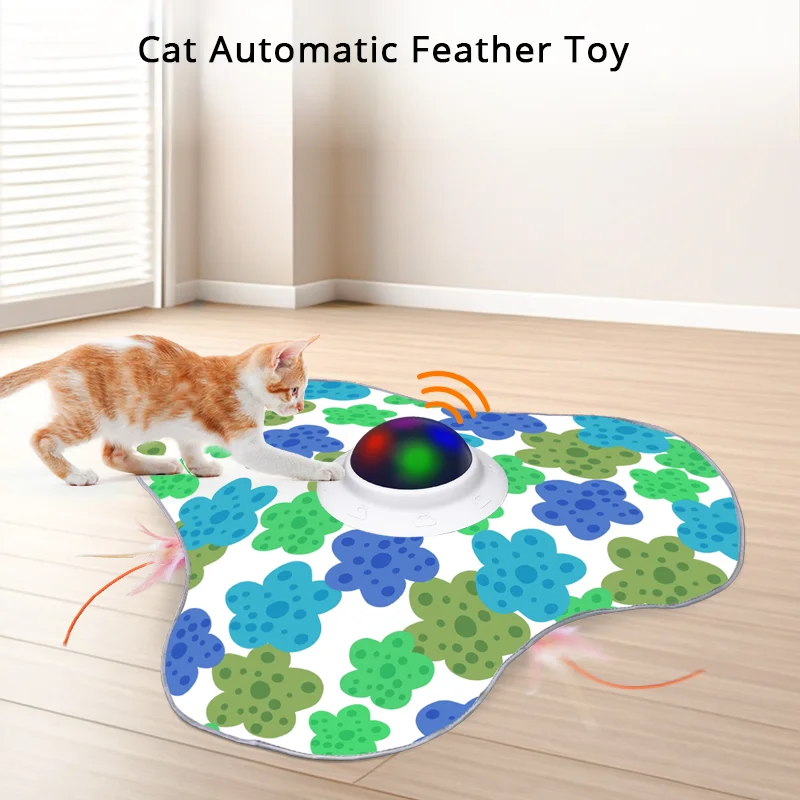 

Rechargeable Cat Automatic Feather Toy Cat Moving Adjustable Feather Speed Ambush Teaser Stick Interactive Cat Toys Indoor Play