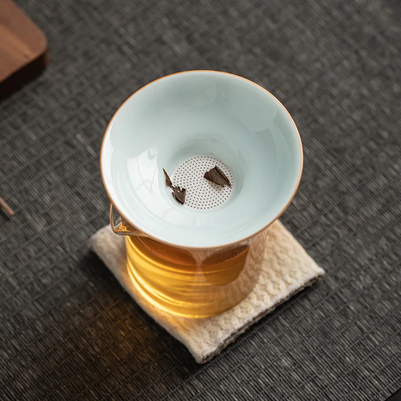 White Porcelain Tea Strainer with Fine‑Hole Saucer, Ceramic Tea Infuser Filter, Kung‑Fu Tea‑Ceremony Accessory Gift