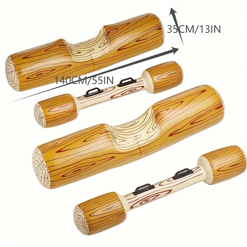 木目調インフレータブルブイキット、耐久性のあるPVC、楽しいウォータースポーツゲーム、夏のビーチやプールパーティーに最適、イエロー