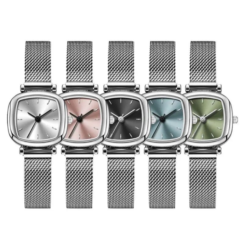 

Модные женские часы с маленьким циферблатом и кварцевым сетчатым ремешком