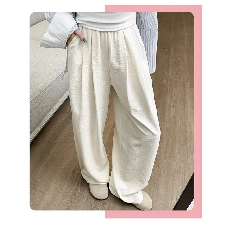 Women's Linen-Look Wide Leg Pants High Waist Loose Casual Summer Trousers