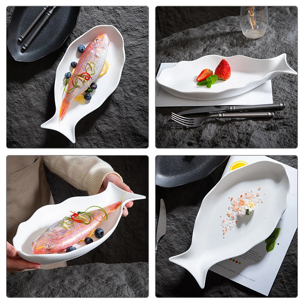 Creative Ceramic Fish Tray Non Scratch Surface Appetizer Bowl for Home Restaurant Use Versatile Serving Plate for Hot Or Cold