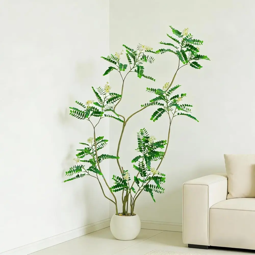 

Искусственное дерево-жужуба высотой 6 футов с белыми цветами и горшком, элегантное напольное растение для помещений, дома, офиса и балкона