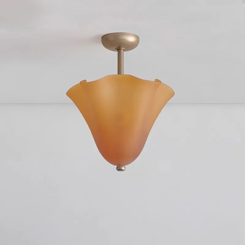 2026 French Retro Skirt Styling Glass Lampshade Creative Dining Room Bedroom Lamp Entrance Atmosphere Ceiling Chandelier Lamp