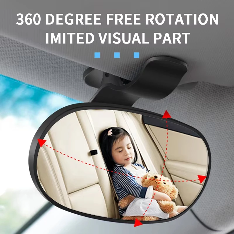 Car Mirror Interior Baby Mirrors 360° Rotatable Dashboard Windshield Sun Visor Plate Auxiliary Observe Mirror Suction Cups/Clips