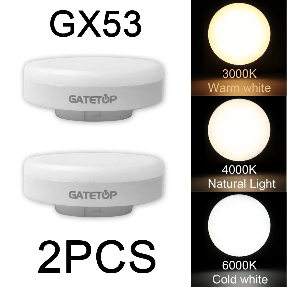 2pcs LED spotlight GX53 wardrobe light grille light AC85-265V 5W-15W no flickering 100LM/W warm white light suitable for kitchen