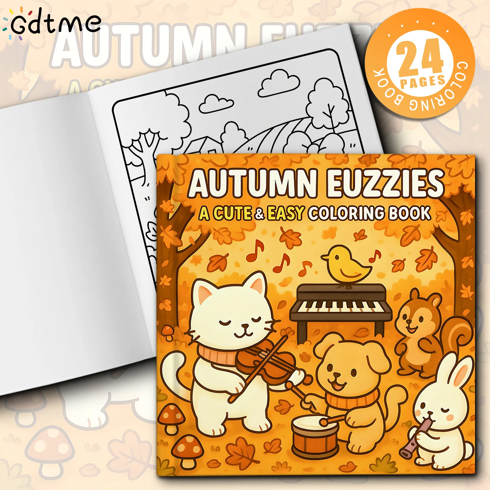 Autumn Euzzies Cozy Fall Animal Coloring Book for Adult Anti Anxiety Stress Relief Art Activity Book Perfect Gift for Relaxation