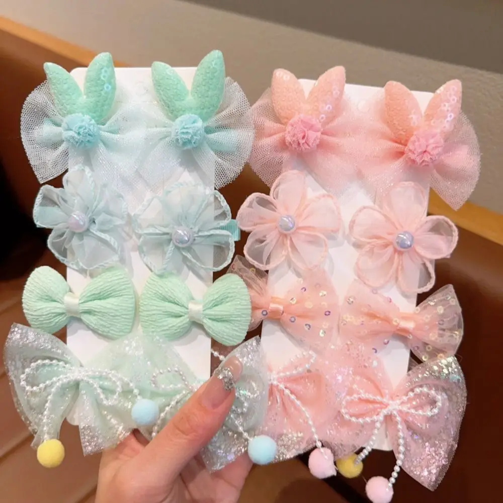 

Children Cute Barrettes Set Japanese Candy Color Bow BB Clip Korean Style Princess Series Hairpin Flower Hair Clip Duckbill Clip