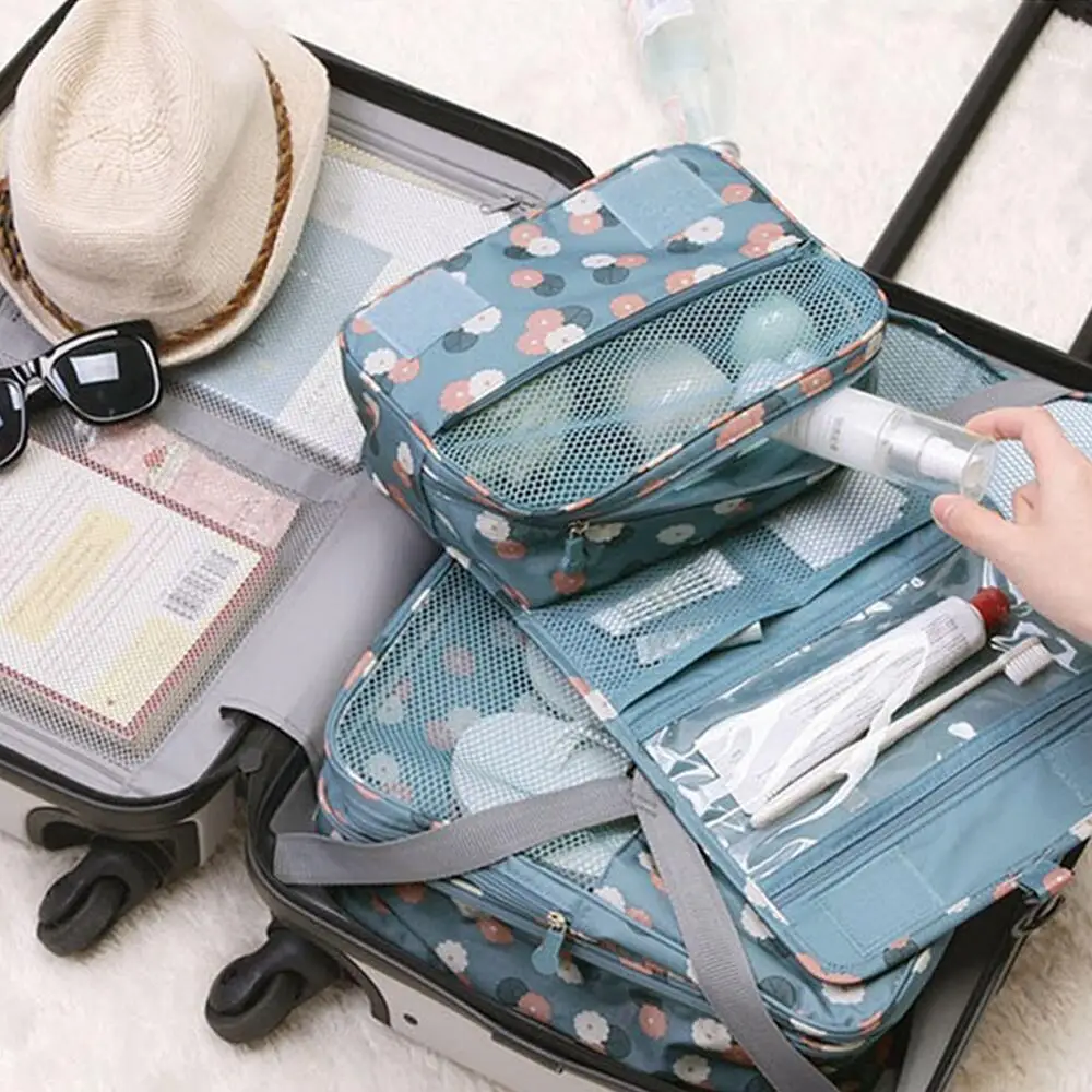 Hanging Travel Organizer Waterproof Makeup Bag, Large Capacity Toiletry Pouch Design,Portable Foldable Cosmetic Wash Storage Bag