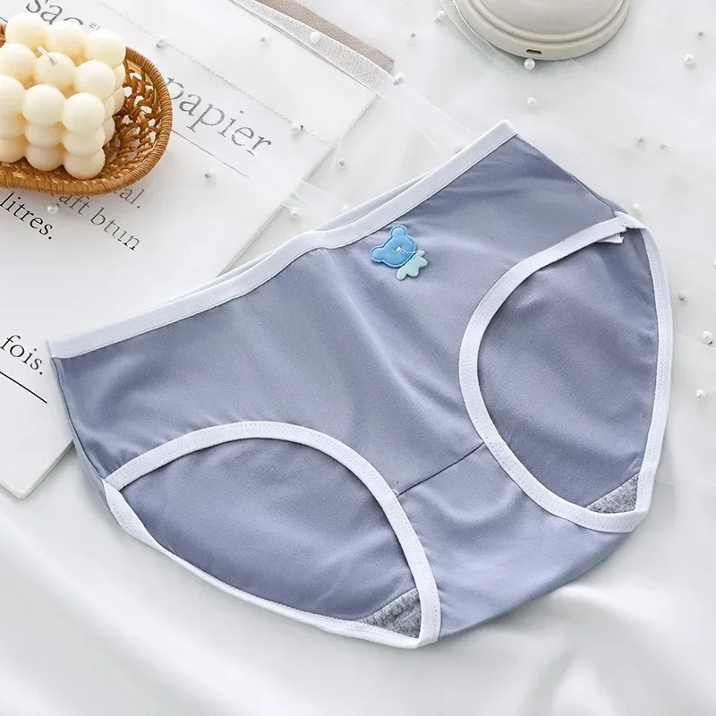 1PCS  Underwear Women Panties Lingerie Female Mid-Rise Breathable Comfort Briefs Sexy Solid Color Underpants