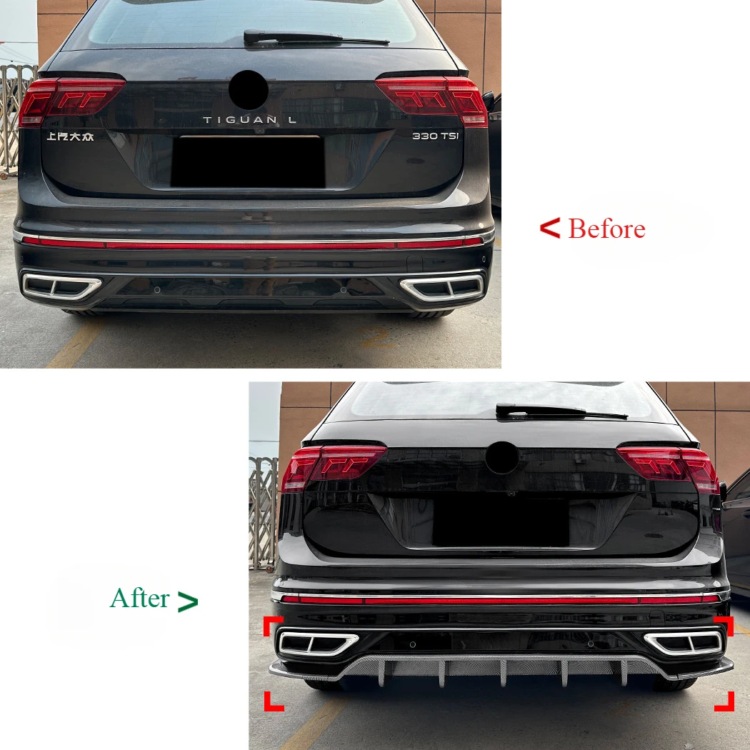 For VW Tiguan MK2 Rline 2021-2024 Rear Bumper Lip Diffuser Lip Splitters Spoiler By High Quality ABS Body Kit Accessories Tuning