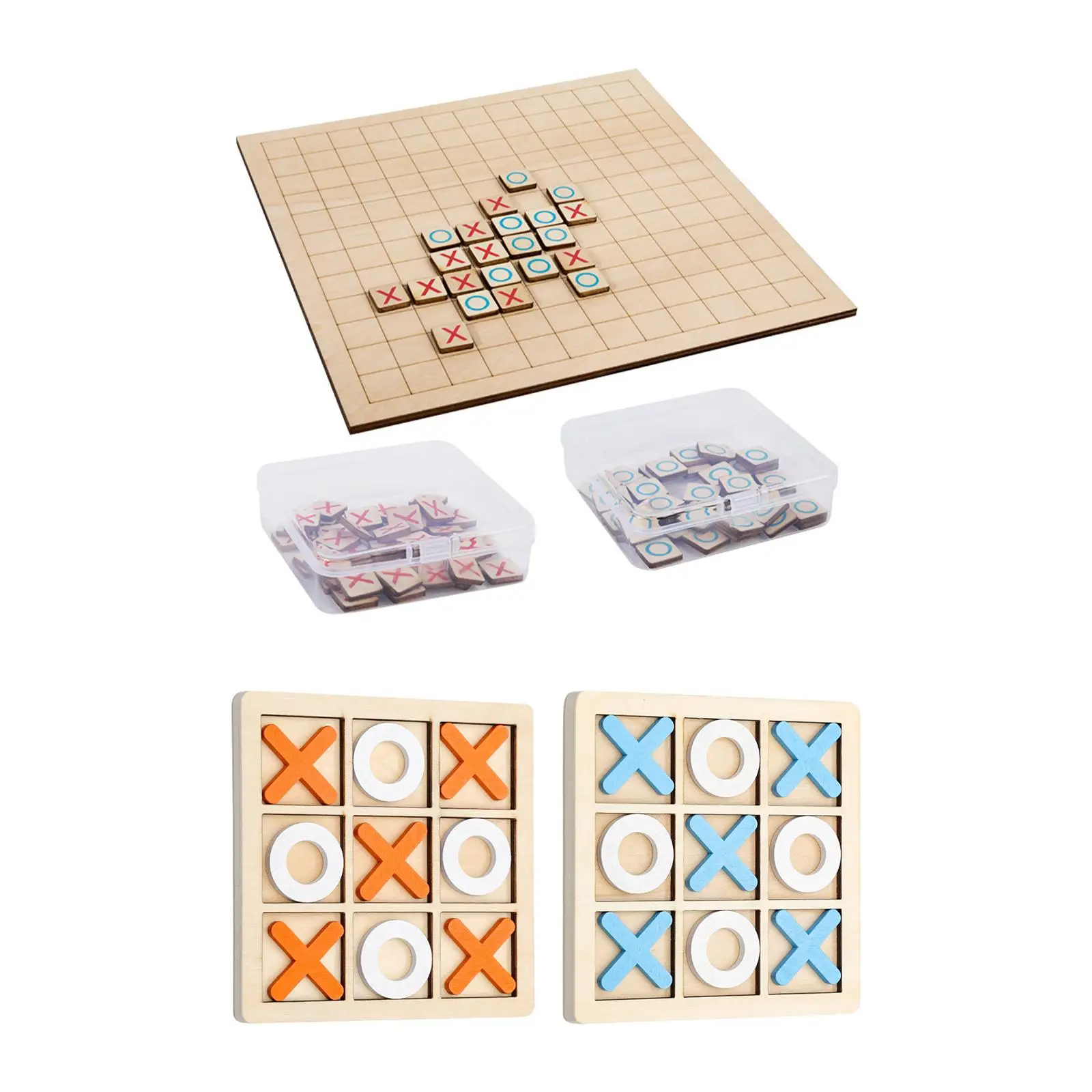 Tic TAC Toe Game Rustic for Kids Adults Parent Child Interaction Easy to Carry Coffee Table Decor Entertainment XO Table Toy