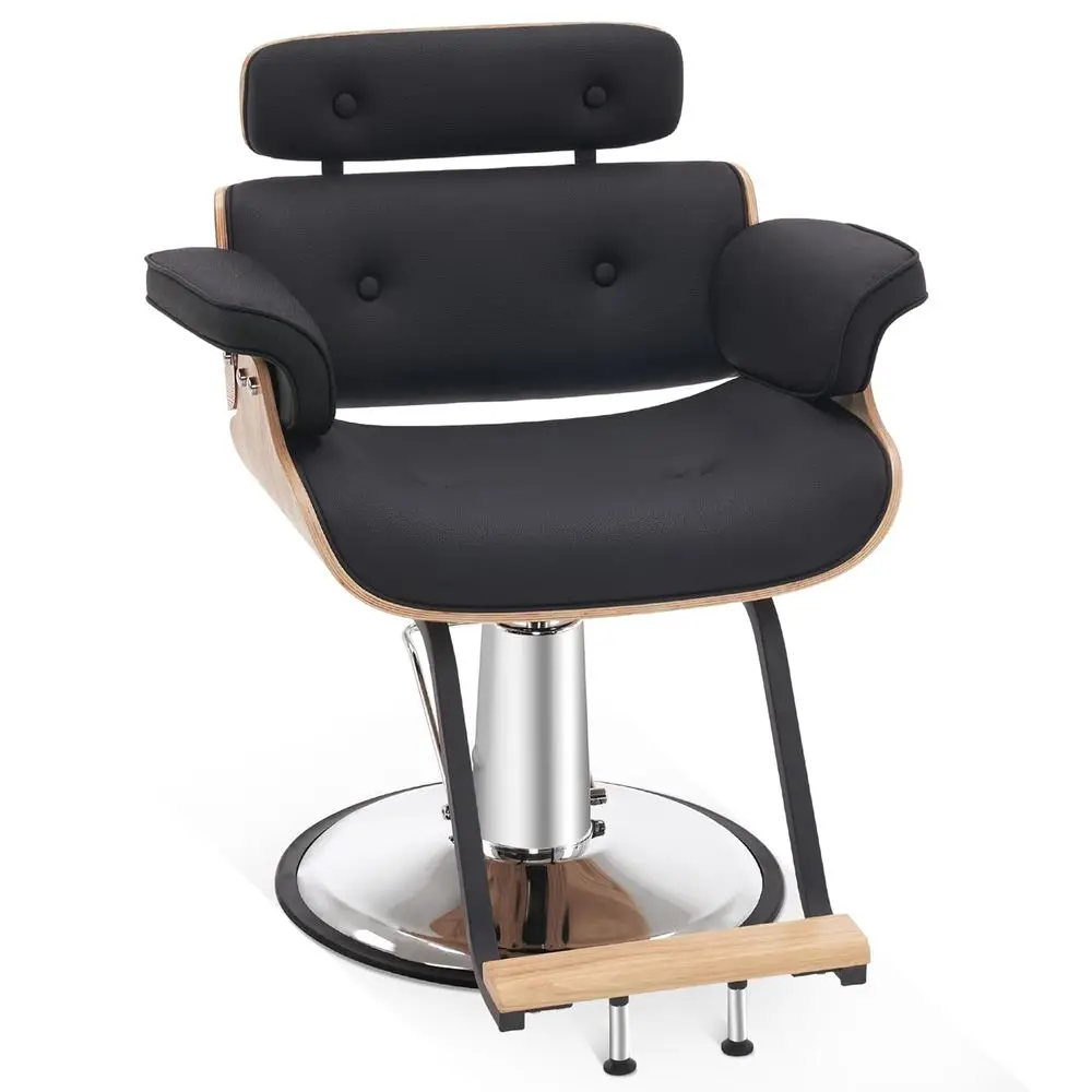 Black Wooden Salon Hydraulic Chair for Hair Cutting and Styling, Model 8261