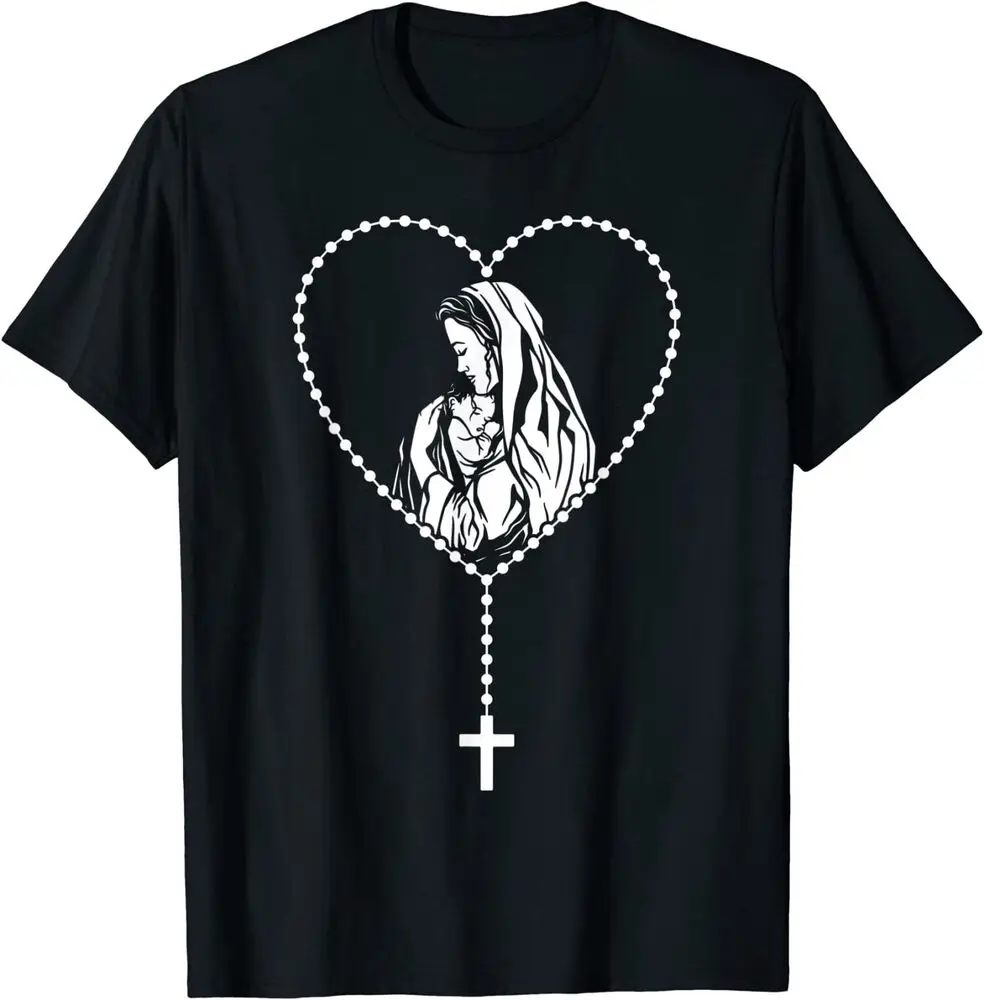 

Catholic Christian, Rosary Cross Guadalupe Virgin Mary T-Shirt Unisex T-shirts Casual Cotton Fashion Couple's Cloths