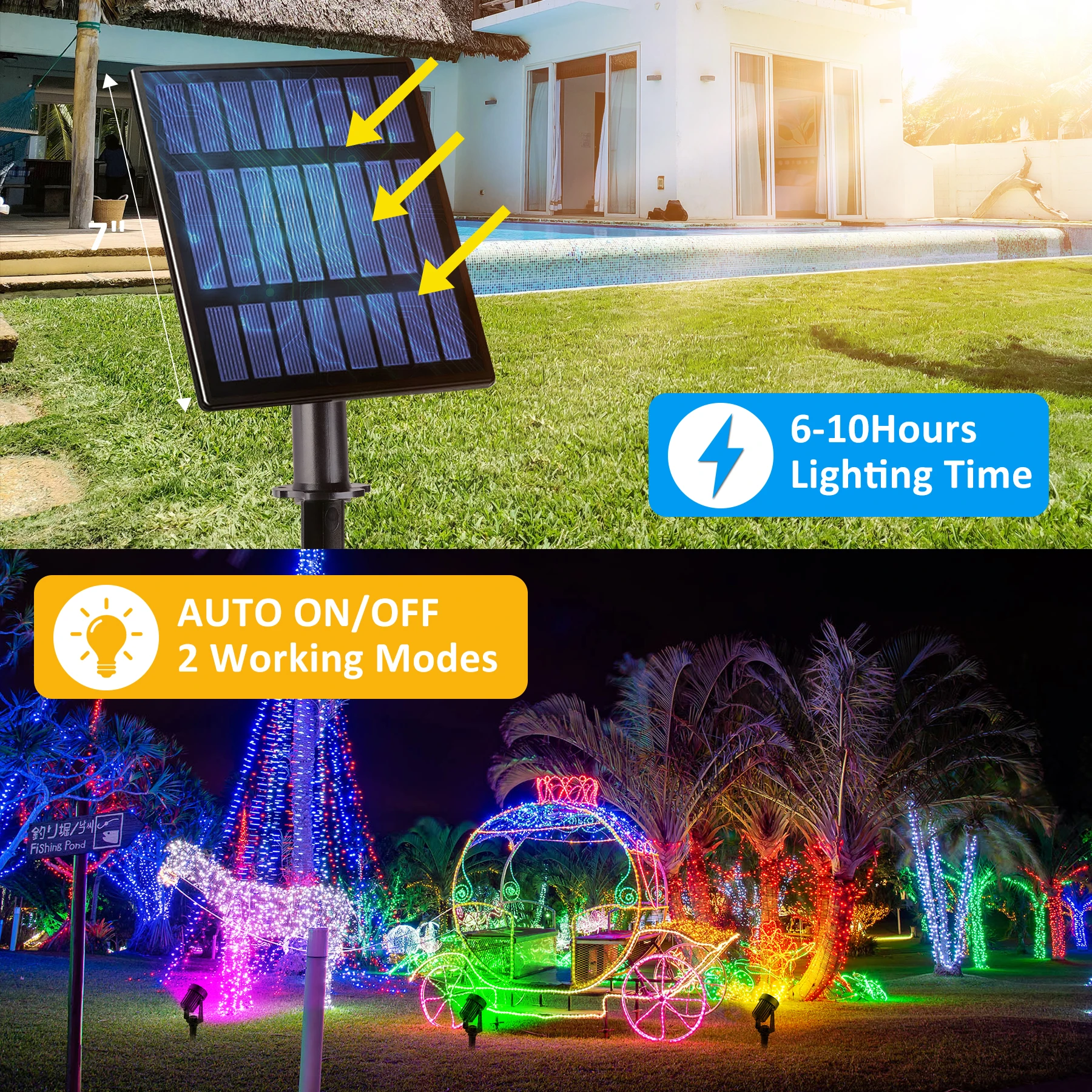 1/2/4/6 luci RGB faretto solare IP65 luce solare impermeabile luce da giardino per esterni per decorazioni natalizie per feste di Halloween