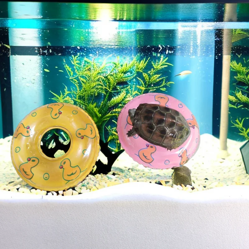 Floating Toys Mini Swimming Rings Rubber Fishing Net Washing Swimming Water Fun Creative Fish Tank Decoration for Turtle Fish