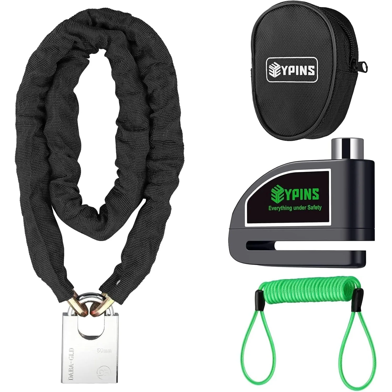 AliExpress EYPINS Motorcycle Alarm Lock, 110dB Anti-Theft Bike Disc Lock with 1.2m Steel Chain, Waterproof & Shockproof for Scooter/Bicycle