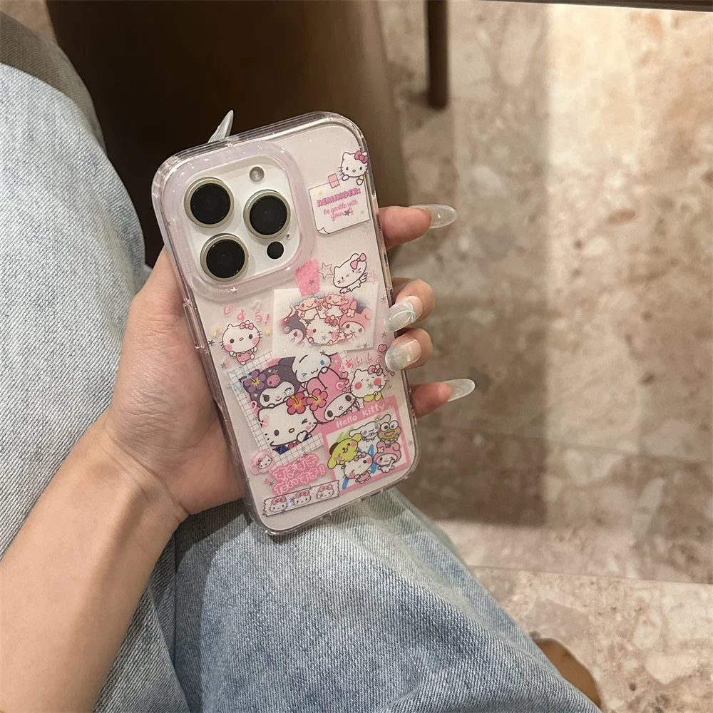 

Cute Kuromis My Melody Kitty Pink KT Cat For iPhone 16 15 14 13 12 Pro Max Plus X XR XS Y2k Soft Phone Case