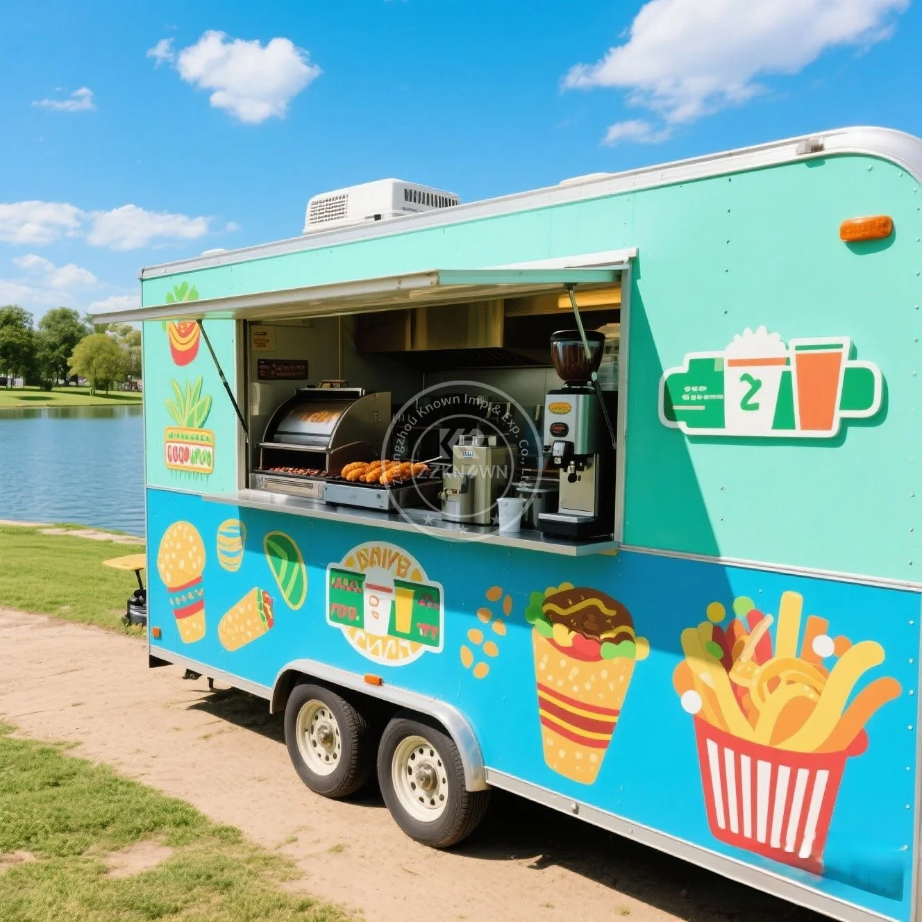 2025 New Mobile Coffee Trailer USA Standard Food Vending Cart Food Car Custom Color Pull The Dining Cart