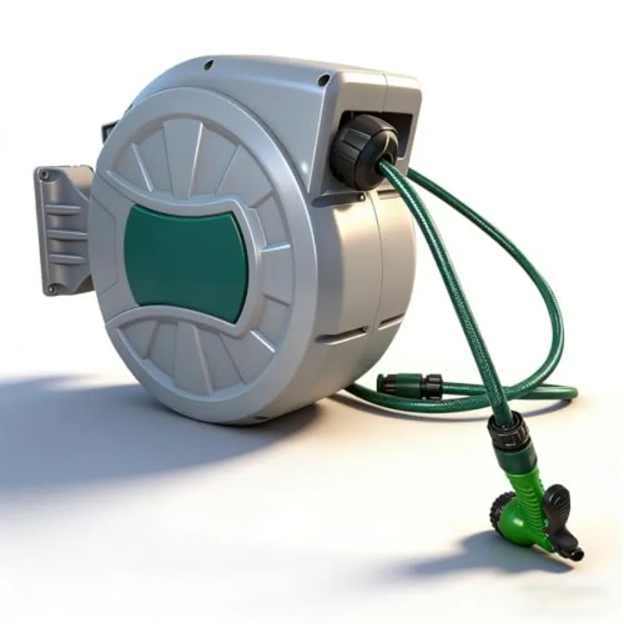 

Wall Mount Retractable Hose Reel 1/2 in x 100 ft for Car Wash Pet Bath Plant Watering Triple-Layer Anti-Kink Hose Automatic Slo