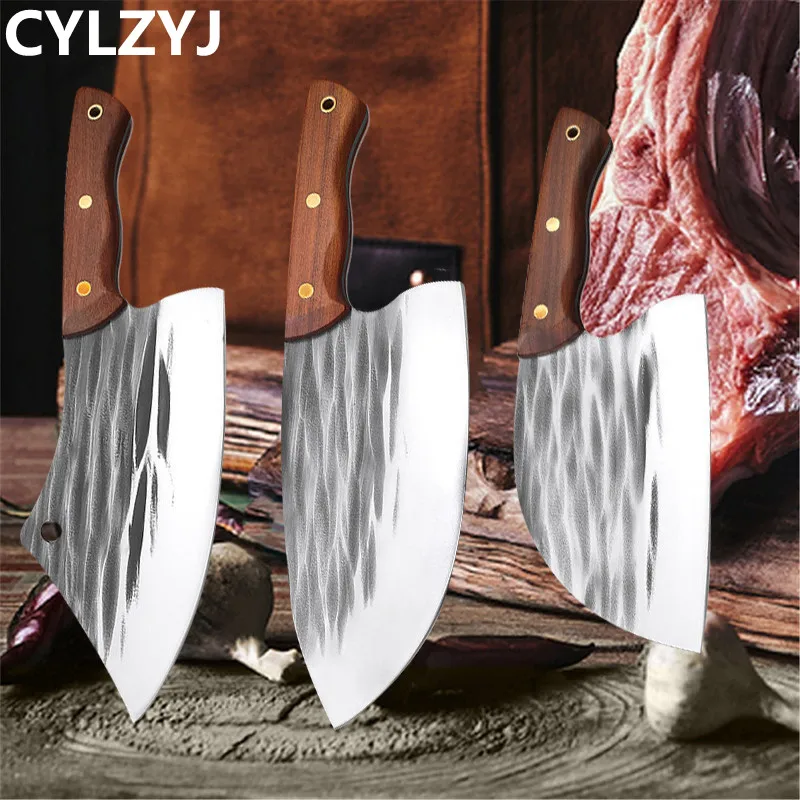 Forged Boning Knife Butcher Knife Kitchen Stainless Steel Meat Chopping Knife Serbian Chef Slicing Cutter Knife Cooking Tools