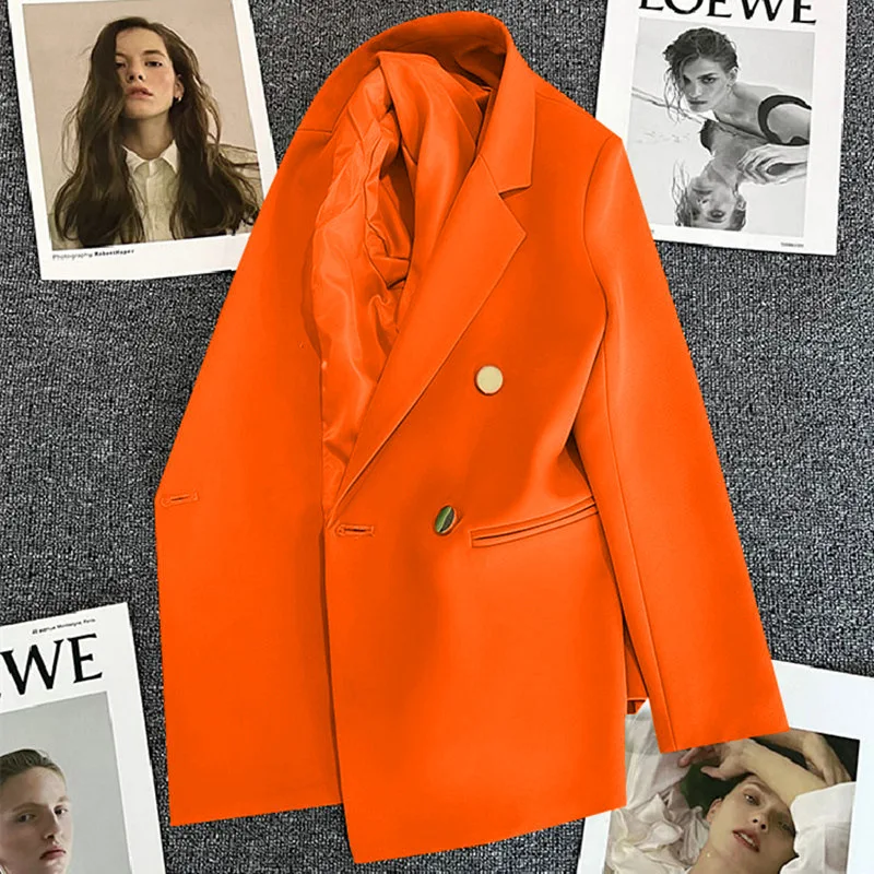 Women's Casual Metal Buckle High-End Sensation Rice White Spring New Style Korean Version Tailored Coat