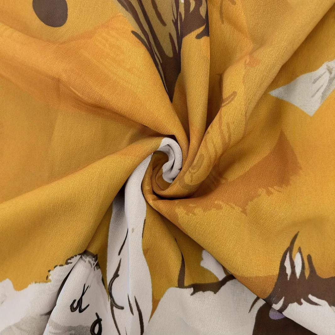 Nova chegada modesto vestido feminino impressão floral amarelo fino ajuste chiffon gola vintage moda cintura natural abaya