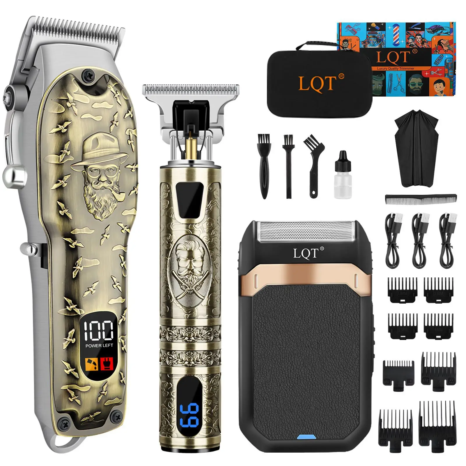 

Men Vintage Cordless professional Electric barber Clippers Razor Hair Clippers Home Appliances Travel LCD display Beard Lighters