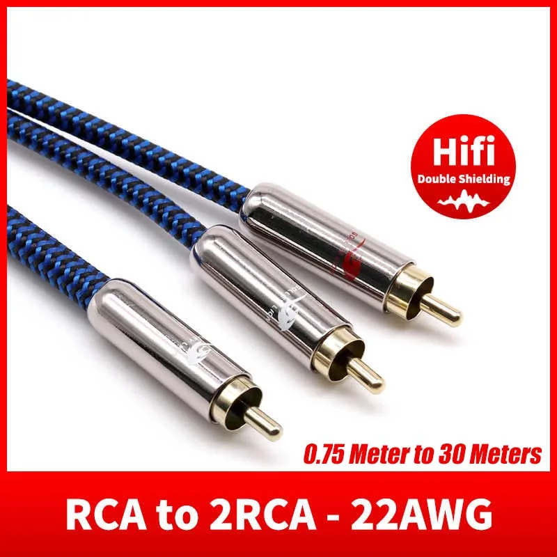 

Hifi Audio Cable RCA to Dual RCA Male Jack for Amplifier CD DVD TV Soundbox Home Stereo System Shielded Cords 0.75-30m