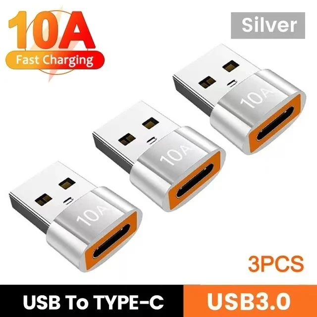 USB zu Typ-C Adapter 10A OTG USB 3.0 Typ C Stecker zu USB Buchse Konverter Schnelle Lade Datenübertragung für MacBook iPhone Samsung
