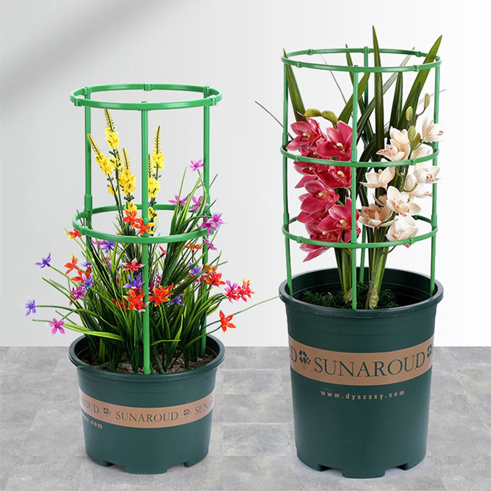 Plant Support Plant Stakes Round Plant Support Ring Plastic Plant Cage Holder Flower Pot Climbing Trellis Indoor Outdoor Plants